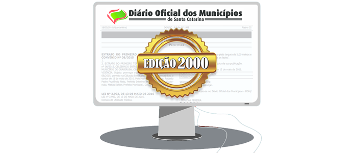 Diário Oficial dos Municípios alcança o marco de 2 mil edições